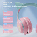 FONE DE OUVIDO GATINHO - Bluetooth e design de orelhas de gatinho com LED