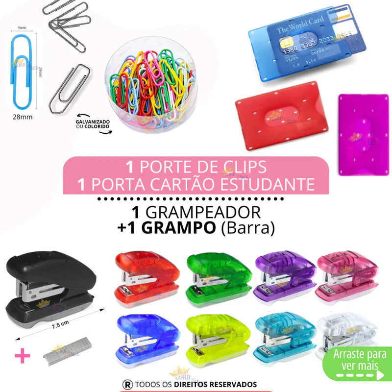 Kit Material Escolar Feminino Completo Mochila Feminina Escolar Material Estojo Escolar Menina Rosa