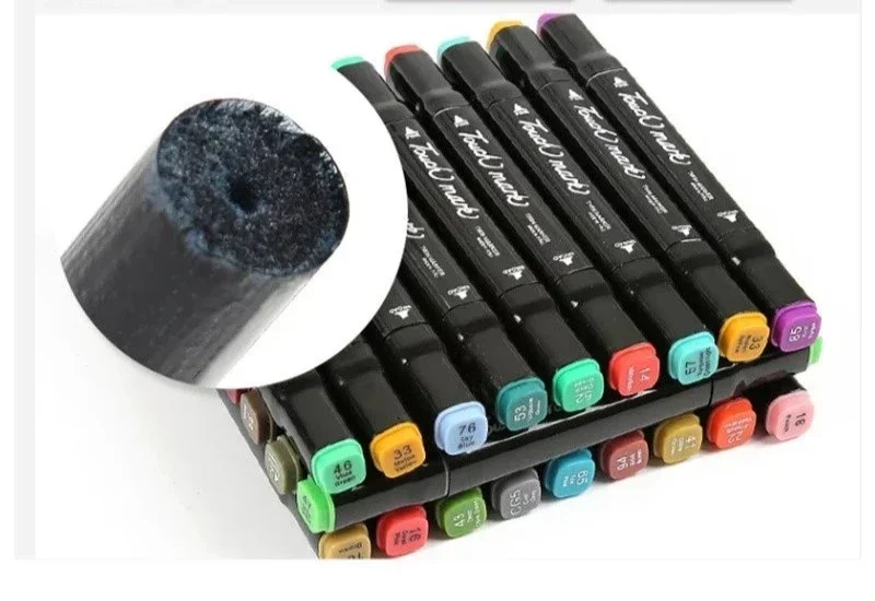 Marcador de ponta dupla oleosa de 24/36/48/60/80 cores, material escolar para estudantes, papelaria