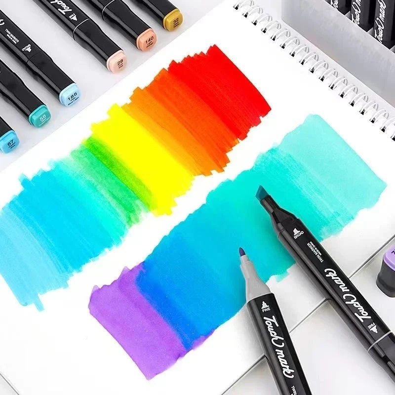 Marcador de ponta dupla oleosa de 24/36/48/60/80 cores, material escolar para estudantes, papelaria