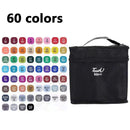 Marcador de ponta dupla oleosa de 24/36/48/60/80 cores, material escolar para estudantes, papelaria