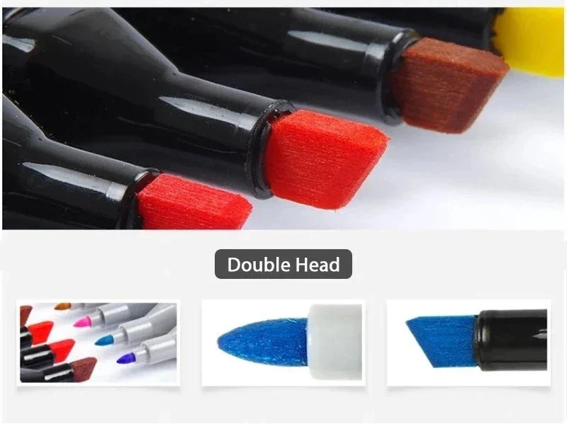 Marcador de ponta dupla oleosa de 24/36/48/60/80 cores, material escolar para estudantes, papelaria